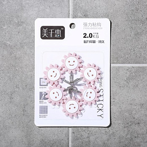 Набор крючков 6шт Ромашки на липучке микс пластик 000000000001211451