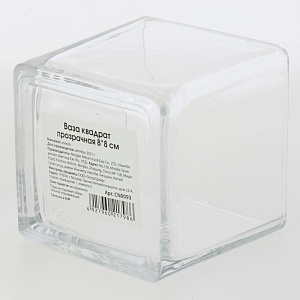 Ваза 8х8см квадратная прозрачная стекло 000000000001209249