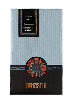 Наволочки 50х70см-2шт DE'NASTIA голубой сатин-страйп 3мм хлопок-100% 000000000001215550