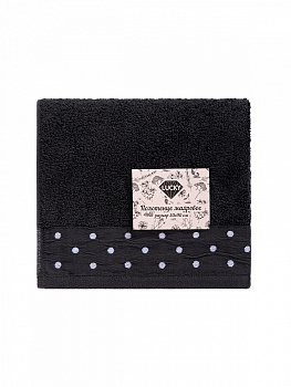 Полотенце махровое 50x90см LUCKY Бордюр горошек графит хлопок 000000000001227725