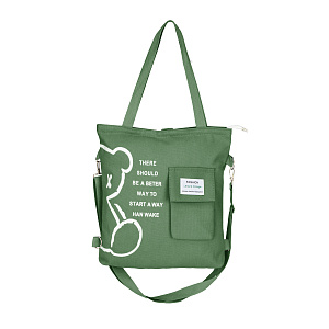 Сумка-шоппер Bear (холст) 35х30х3см зеленый поликотон 000000000001221699