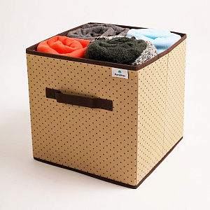 Коробка для хранения 30x30x30см РУТАУПАК ГОРОХ квадрат без крышки ручки ткань 000000000001211966