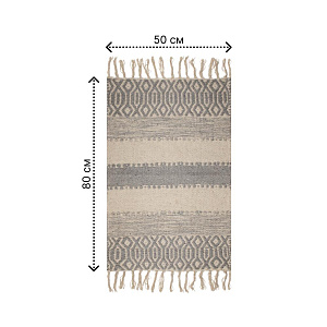 Коврик универсальный 50х80см LUCKY полоска с ромбом бахрома светло-серый хлопок 000000000001222457