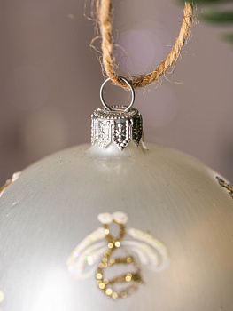 Декоративное украшение Шар №5 D9,5см БИРЮСИНКА Пчелы белый стекло 000000000001207649