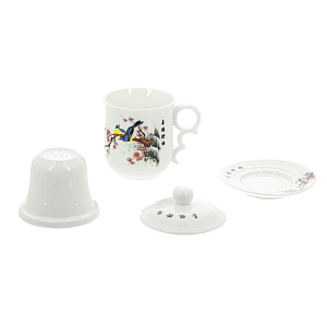 Кружка с блюдцем и ситом Птицы на ветке ТимА 000000000001132893