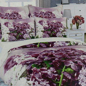 Комплект постельного белья Евро LUCKY Сирень пододеяльник215х220см простынь220х240см наволочки70х70см-2шт сиреневый поплин 100%хлопок 000000000001208103