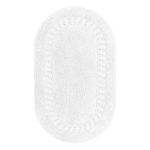 Коврик для ванной 60x100см DE'NASTIA овал кружево2 белый хлопок 100% 000000000001219247