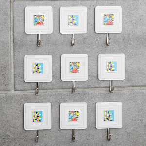 Набор крючков 9шт Галерея цветы на липучке пластик 000000000001211453