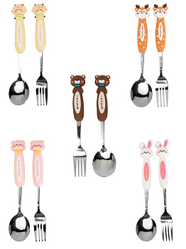 Набор столовых приборов 2 предмета (ложка столовая 18см, вилка столовая 18см) в футляре в ассортименте нержавеющая сталь/полипропилен 000000000001229435