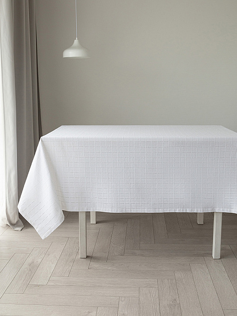 Скатерть 150x230см DE'NASTIA Мережка белый хлопок/полиэстер 000000000001226225