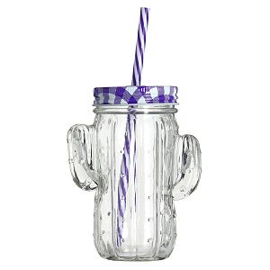 Кружка-банка 400мл Кактус стекло 000000000001170138