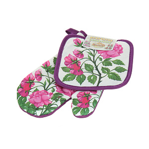 Набор прихватка и рукавица Розы Фото-графика Мультидом, хлопок, 2 предмета 000000000001126848