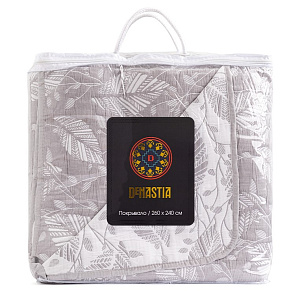 Покрывало 260x240см DE'NASTIA Тропики2 3слоя серое жаккард 55%хлопок 45%полиэстер 000000000001212613