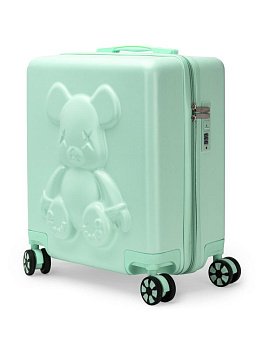 Чемодан на колесах S (38х20х43см) мишка мятный ABS 000000000001226531