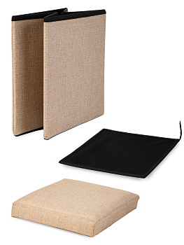 Пуфик складной 30х30х30см куб бежевый рогожка 000000000001226407