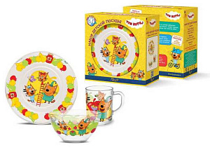 Набор детский посуды PRIORITY Три кота фрукты стекло 000000000001193698