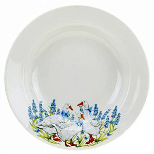 Тарелка фарфор суповая  200 мм супадкий край Гуси,094412 000000000001193467