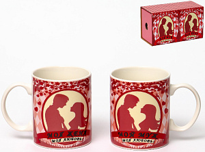 Набор 2Кружки 350мл фарфор  NEW BONE CHINA  индивидуальная подарочная упаковка  МУЖ и ЖЕНА Olaff 112-08054 000000000001197660