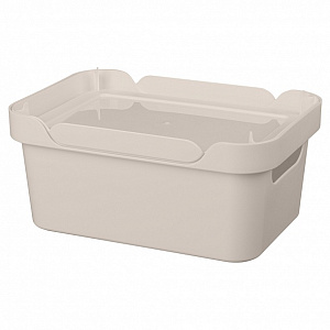 Ящик 27х19х12см 4,6л ECONOVA LUXE универсальный с крышкой светло-бежевый пластик 000000000001206119