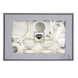 Сервиз чайный 15 предметов Анжелика с золотом фарфор 000000000001219765