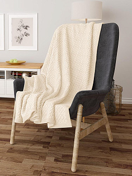 Плед DE'NASTIA Елочка 150х200 100%полиэстер молочный T040153 000000000001200622