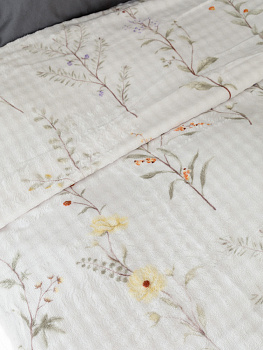 Плед 150x200см DE'NASTIA Цветы белый полиэстер 000000000001229897