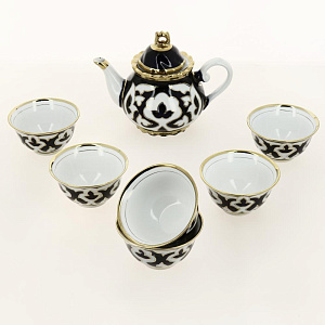 Сервиз чайный Пахта 7 предметов на 6 персон ASIA PORCELAIN с титановым напылением фарфор 000000000001204892