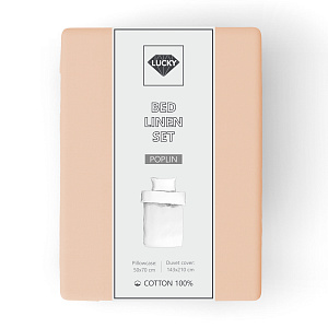Комплект постельного белья 1,5сп LUCKY (пододеяльник, наволочка 50х70см-1шт) персиковый поплин хлопок 100% 000000000001216643