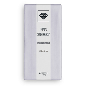 Простыня 230х240см LUCKY светло-серый страйп-сатин хлопок 100% 000000000001218086