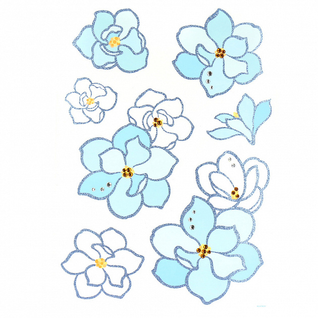 Стикеры со стразами Цветы Room Decoration, голубой 000000000001127340