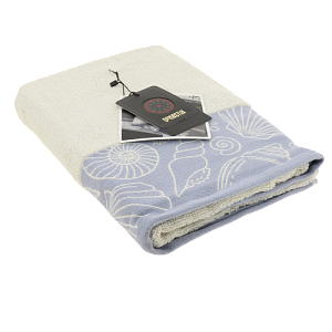 Полотенце 70х130см DE'NASTIA РАКУШКИ (новые) молочный/лаванда хлопок 000000000001208568