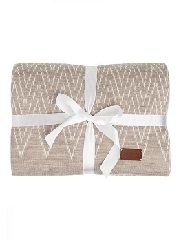 Плед двухсторонный 140x180см DE'NASTIA Зиг-заг молочный/бежевый акрил 000000000001218618