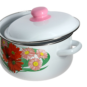 Кастрюля 4л СТАЛЬЭМАЛЬ Летние цветы коническая форма эмалированная сталь 000000000001136697