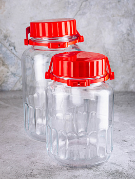 HARVEST Банка для сыпучих продуктов 3л PASABAHCE красная крышка стекло 000000000001205302