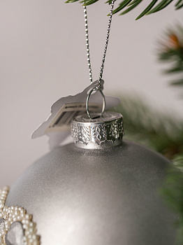 Украшение декоративное Шар 1шт 10см DARLENS серебро стекло 000000000001209972