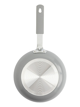 Сковорода 16см LUCKY ручка нержавеющая сталь/силикон серый алюминий 000000000001220116