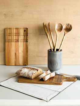 Доска разделочная 16,5x35x1,5см DE'NASTIA прямоугольная с узором коричневый дерево 000000000001228050