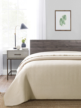 Покрывало DE'NASTIA 200х240см 3 слоя жаккард ромбы молочный U000120 000000000001195463