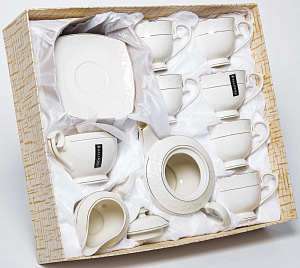 Набор чайный 15 предметов BALSFORD НЕЖНОСТЬ (чашка 300мл-6шт,блюдце-6шт,чайник,сахарница,молочник) подарочная упаковка фарфор 000000000001207523