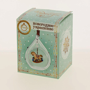 Новогоднее подвесное украшение Лошадка из стекла и полирезины / 8x7x11 см арт.78366 000000000001191397