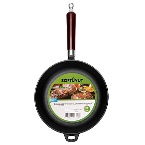Сковорода 22см SOFTUYUT деревянная ручка чугун 000000000001219076