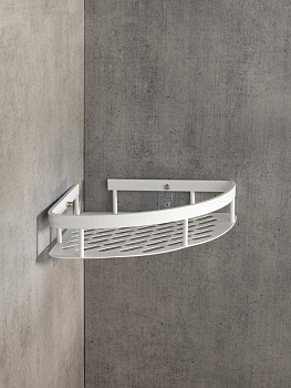 Полка навесная 28x21x5см DE'NASTIA угловая белый алюминий 000000000001227440