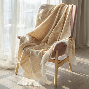 Плед 130x180см DE'NASTIA под мохер Омбре бежевый/коричневый акрил 000000000001222321