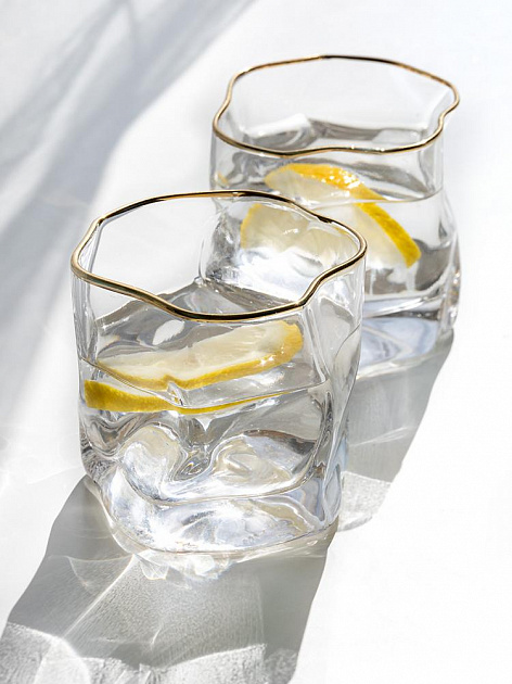 Набор стаканов 2шт D8,7см LUCKY прозрачный с золотой каймой стекло 000000000001208546
