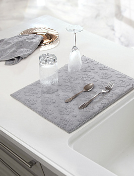 Коврик для сушки посуды 30x40см LUCKY Листья бежевый жаккард микрофибра 000000000001198061