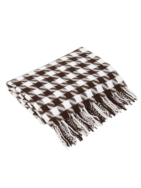 Палантин 70х180см орнамент гусиная лапка коричневый полиэстер 000000000001229211