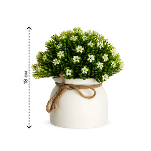 Цветок искусственный в кашпо Полевые цветы 18см белый 000000000001222171