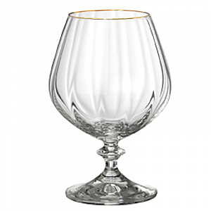 Набор бокалов для бренди 6шт 400мл BOHEMIA CRISTAL Анжела с оптикой отводка золотом стекло 000000000001172645