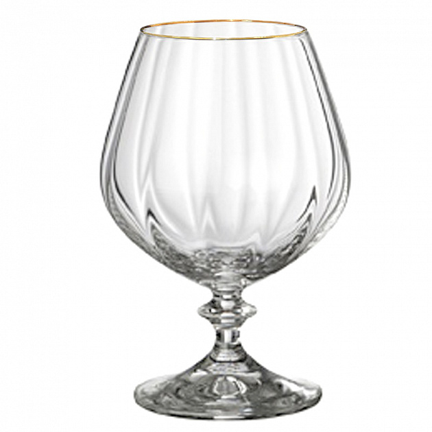 Набор бокалов для бренди 6шт 400мл BOHEMIA CRISTAL Анжела с оптикой отводка золотом стекло 000000000001172645