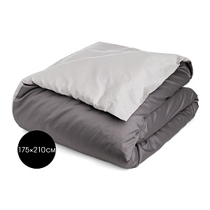 Пододеяльник 175x210см DE'NASTIA NEW сатин 2х-сторонний светло-серый/серый хлопок 000000000001215772